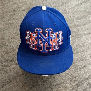 New York Mets Baseball New Era 59Fifty Fitted Blue Men' s Hat Cap Size 7 1/8